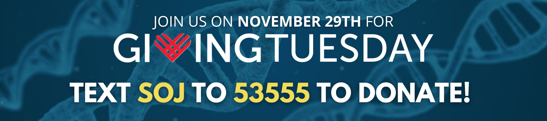 Join us on November 29th for Giving Tuesday - Text SOJ to 53555 to Donate!
